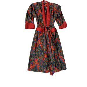 Vintage Victoria's Secret Gold Kimono Long Silky Robe Gold Label Roses